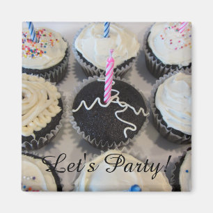 Gebrande Cupcakes Laten we Feestvieren Magneet