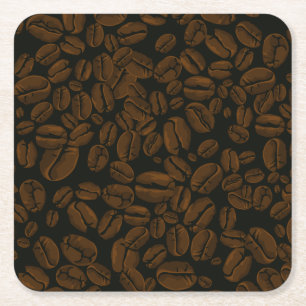 gebrande koffiebonen vierkante kartonnen onderzetter