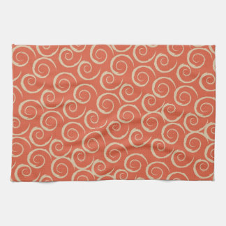 gebrande Oranje retro-wervelpatroon Theedoek