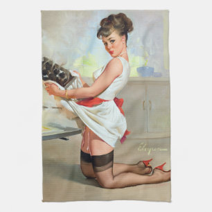 gebrande pinup theedoek