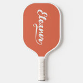 Gebrande sienna en witte penseel Script Name Ends Pickleball Paddle (Voorkant)
