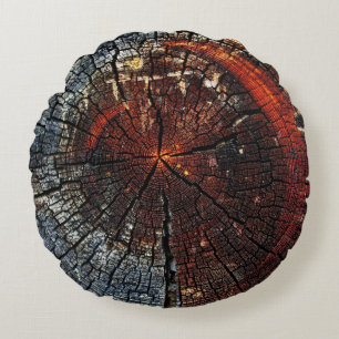  gebrande verouderde ring van verouderde houtringe rond kussen