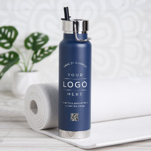 Gebrandmerkt Navy Logo QR Code Welzijn Waterfles