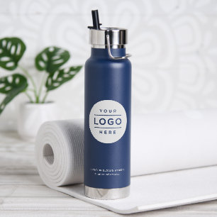 Gebrandmerkt Navy Witte Cirkel Logo Waterfles