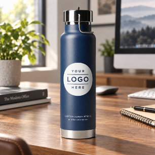 Gebrandmerkt Navy Witte Cirkel Logo Waterfles