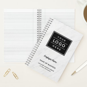 Gebrandmerkt wit marmeren zakelijk logo notitieboek