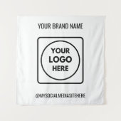 Gebrandmerkt Zakelijk Logo Tekst Promotioneel Muur Wandkleed (Voorkant)