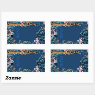 Gebrandmerkte bloemen wrapkaart rechthoekige sticker