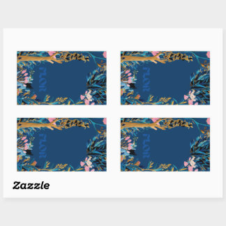Gebrandmerkte bloemen wrapkaart rechthoekige sticker