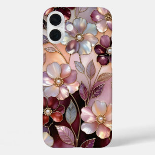Gebrandschilderd Glas Bloem iPhone Hoes Roze Bourg