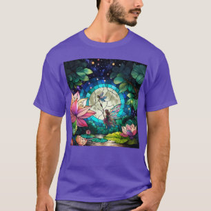 Gebrandschilderd Glas Kleine Fee Met Libel T-shirt