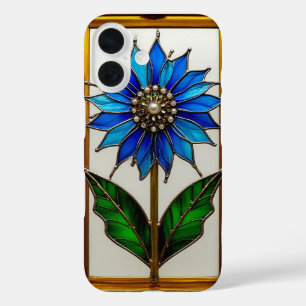 Gebrandschilderd glas paneel met levendige bloem iPhone 16 hoesje