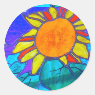 gebrandschilderd glas Zonnebloem sticker
