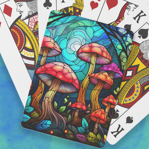 Gebrandschilderde glazen paddenstoelen Fantasie My Pokerkaarten