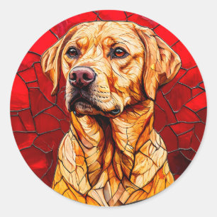 Gebrandschilderde labrador ronde sticker