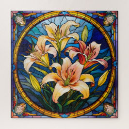 Gebrandschilderde lelies legpuzzel