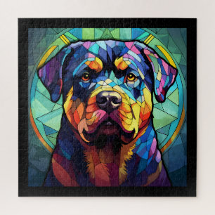 Gebrandschilderde Rottweiler Legpuzzel