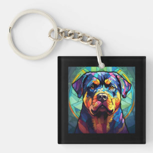 Gebrandschilderde Rottweiler  Sleutelhanger