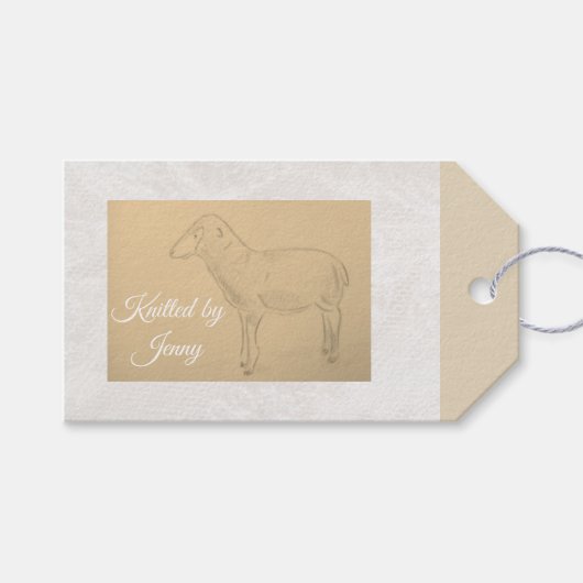 Gebreid door schapen cadeau/ kledinglabel cadeaulabel (Voorkant (Horizontaal))