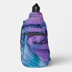 Gebreid Gemengd Paarse en Blauw Sling Bag