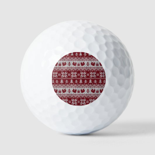 Gebreid, Kerstmis, eekhoorns,  patroon. Golfballen (Voorkant)