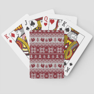 Gebreid, Kerstmis, eekhoorns, patroon. Pokerkaarten