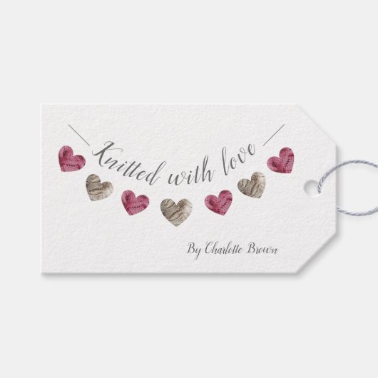Gebreid met liefde bunting hart label cadeaulabel (Voorkant (Horizontaal))