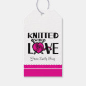 Gebreid met liefde hart wol genaamd cadeau label cadeaulabel (Voorkant)