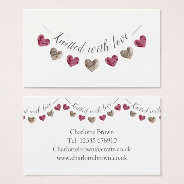 gebreid met liefdesgeschenk of visitekaartje (Voorkant /achterkant)