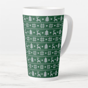 Gebreid naadloos kerstpatroon latte mok