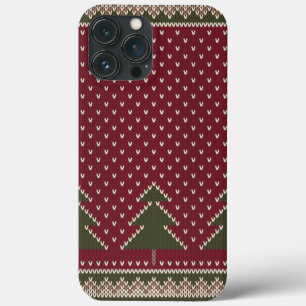 Gebreid patroon met kerstbomen iPhone 13 pro max hoesje