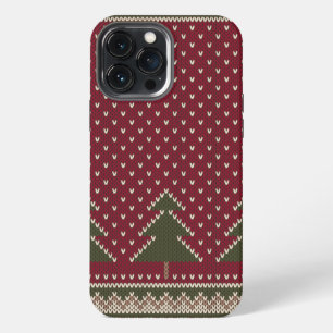 Gebreid patroon met kerstbomen iPhone 13 pro max hoesje
