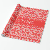 Gebreid Stitch Pattern1 Red/White ID208 Cadeaupapier (Uitgerold)