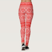 Gebreid Stitch Pattern1 Red/White ID208 Leggings (Achterkant)