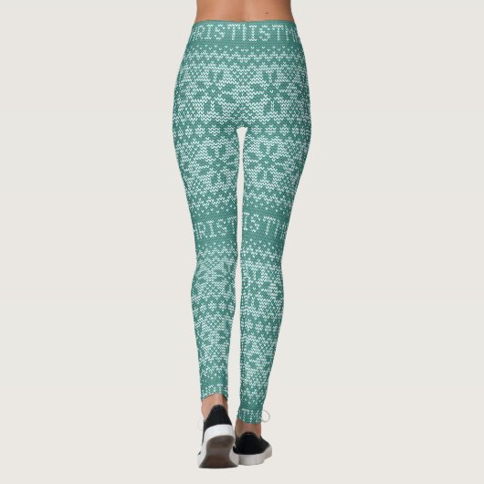 Gebreid Stitch Pattern8 Green ID208 Leggings (Achterkant)