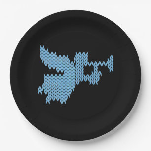 Gebreide engel lelijke kerst trui breien blauw papieren bordje