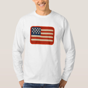 Gebreide garen USA-vlag kunstwerk T-shirt