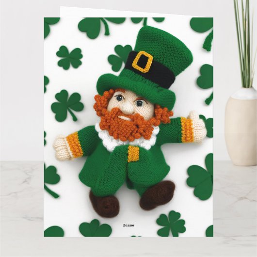 Gebreide kabouter St. Patrick's Day 2024 Kaart (Achterkant)