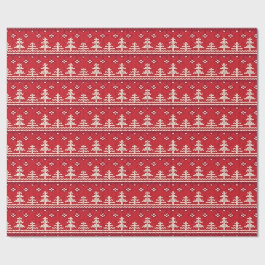 Gebreide kerst Nordic Pattern Cadeaupapier (Vlak)