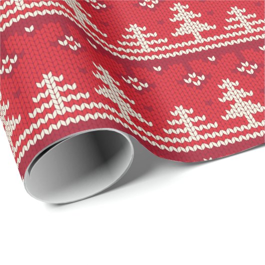 Gebreide kerst Nordic Pattern Cadeaupapier (Rol Hoek)