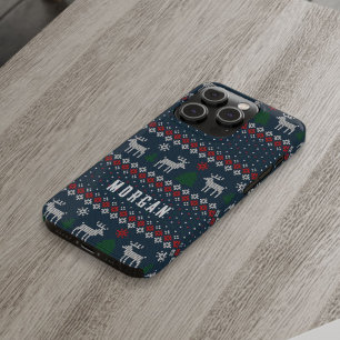 Gebreide Kerst  Pine Tree Deer Pattern iPhone 15 Pro Case