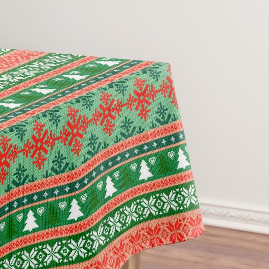 Gebreide kerstbomen Sneeuwvlokken Tafelkleed (Voorbeeld)