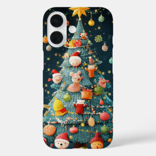 Gebreide kerstboom feestelijke Ornamenten Schattig iPhone 16 Hoesje