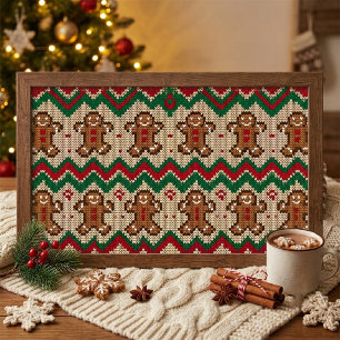 Gebreide kerstman kerstpatroon poster