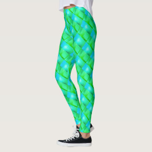 Gebreide linten of onregelmatige blauwe en groene leggings