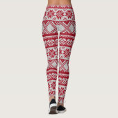 Gebreide mas patroon in rood en wit leggings (Achterkant)