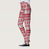 Gebreide mas patroon in rood en wit leggings (Links)