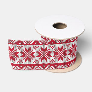 Gebreide mas patroon in rood en wit lint