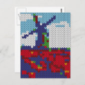 Gebreide Nederlandse windmolen op een veld Briefkaart (Voorkant / Achterkant)