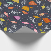 Gebreide Petten en Mittens Dark Blue Winter Patter Cadeaupapier (Hoek)